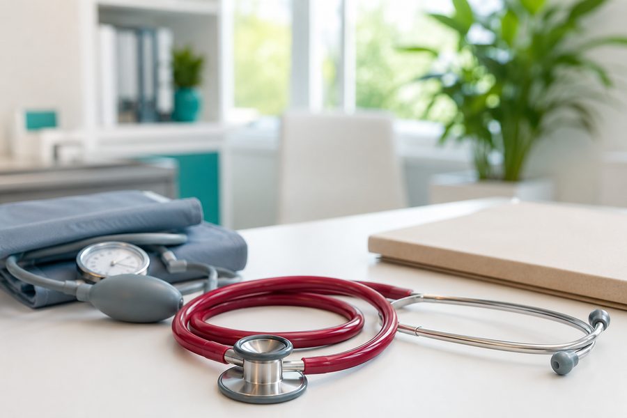 Stéthoscope et matériel de consultation de cardiologie